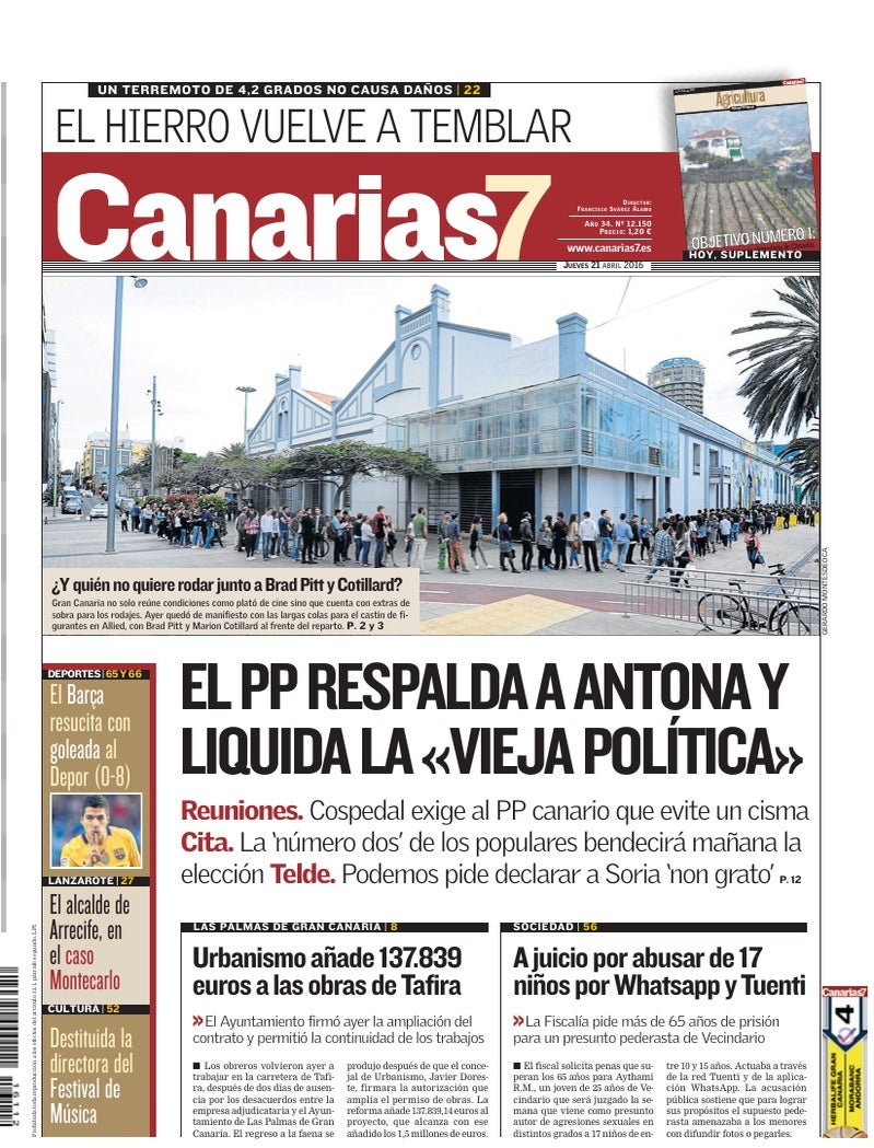 Portada Canarias7 21-04-2016