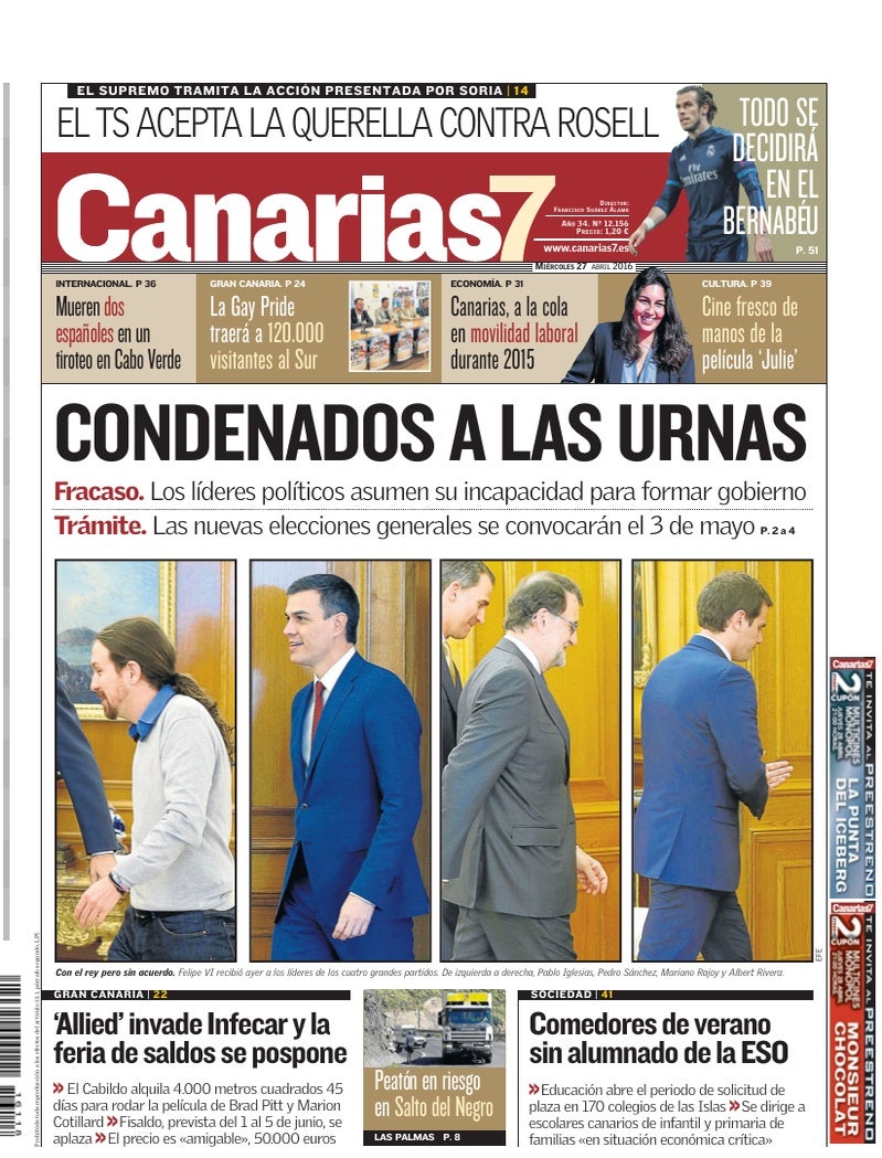 Portada Canarias7 27-04-2016