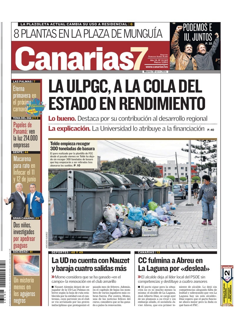 Portada Canarias7 10-05-2016