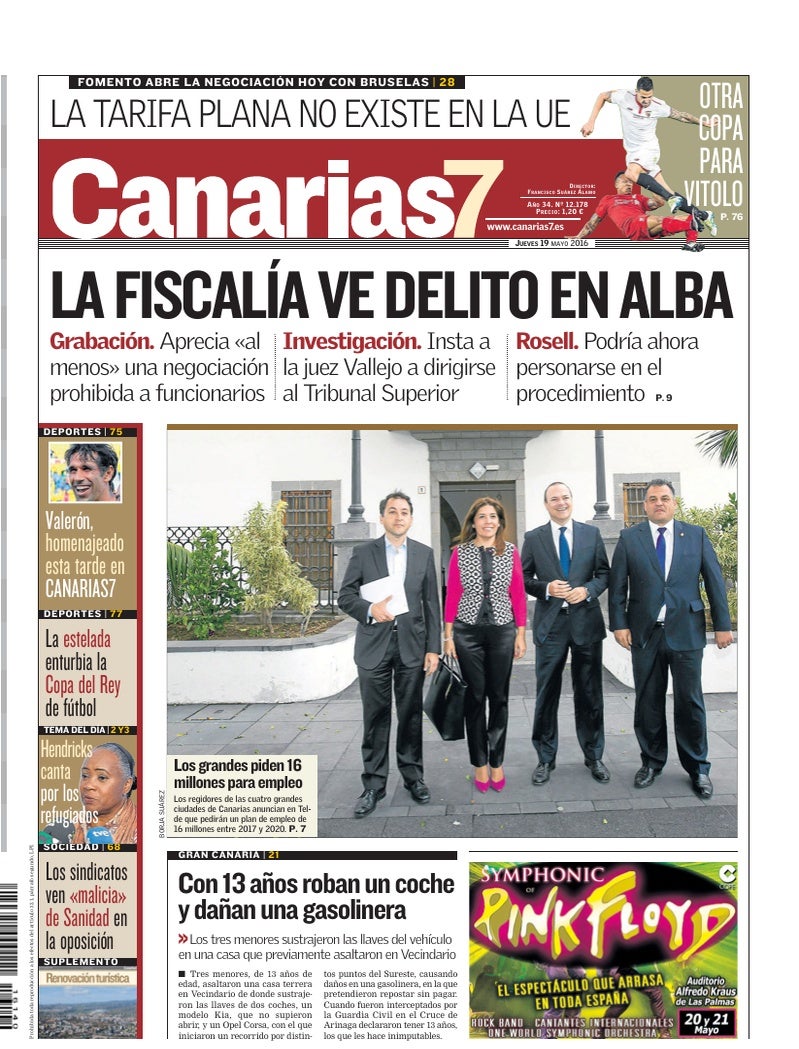 Portada Canarias7 19-05-2016