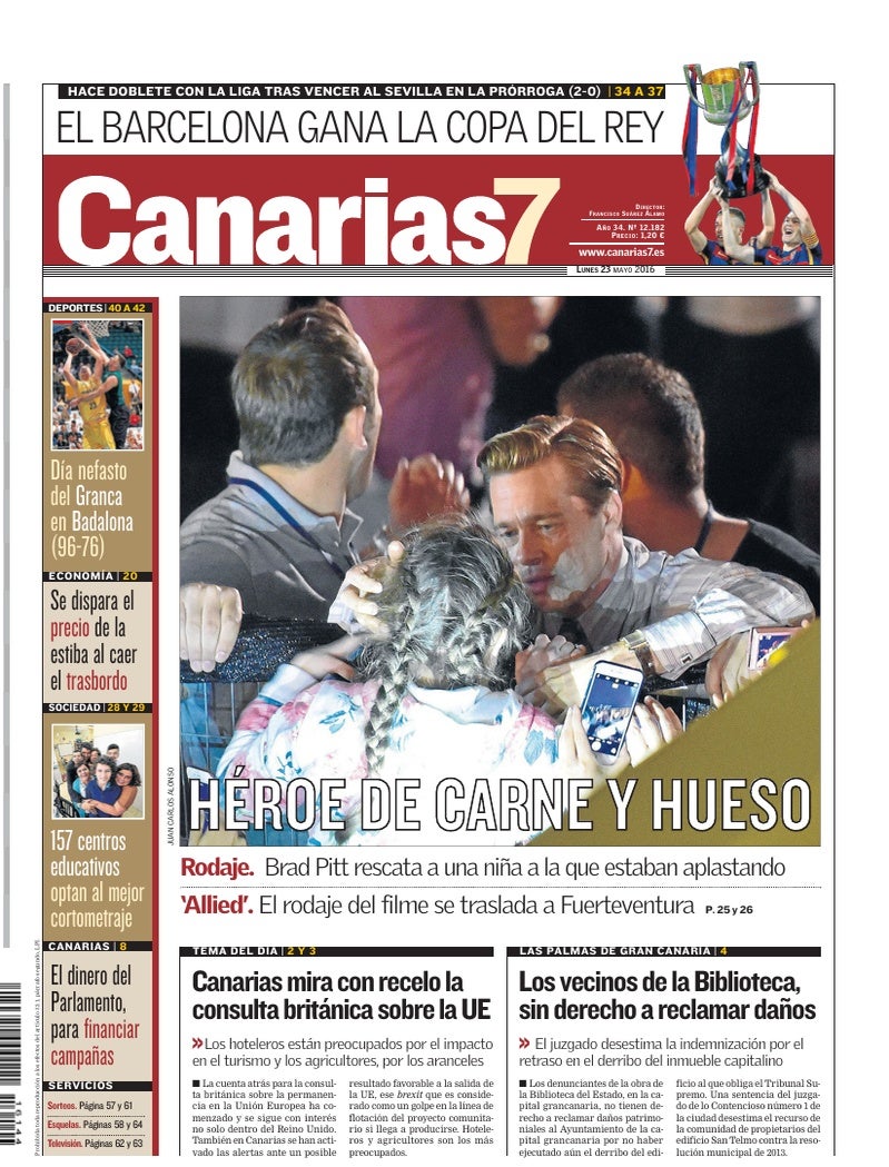 Portada Canarias7 23-05-2016
