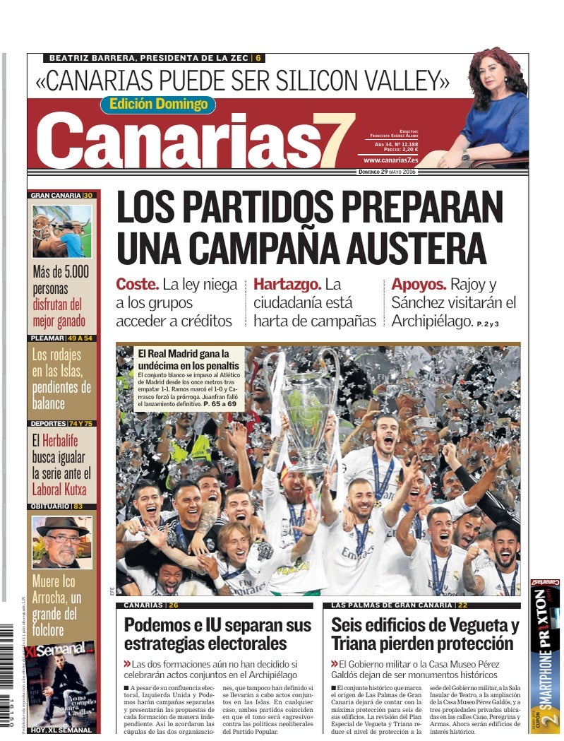 Portada Canarias7 29-05-2016