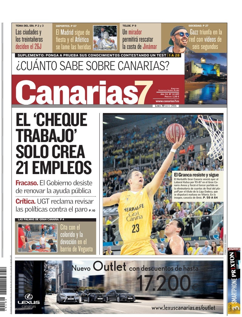 Portada Canarias7 30-05-2016
