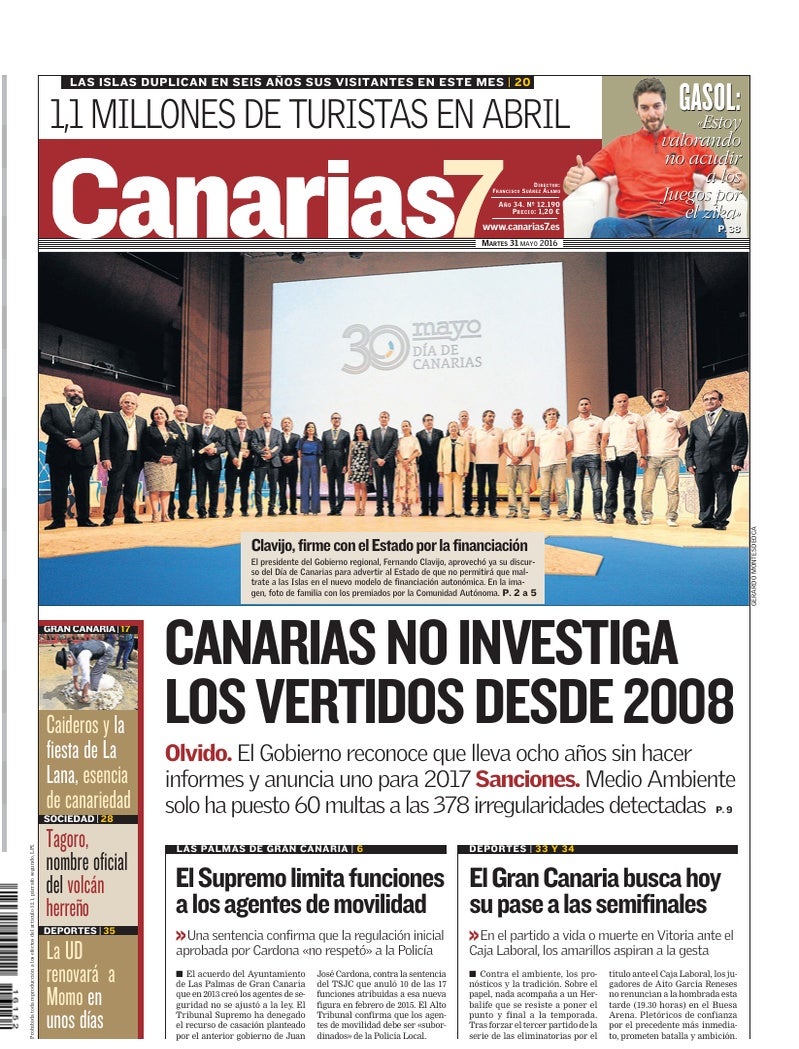 Portada Canarias7 31-05-2016