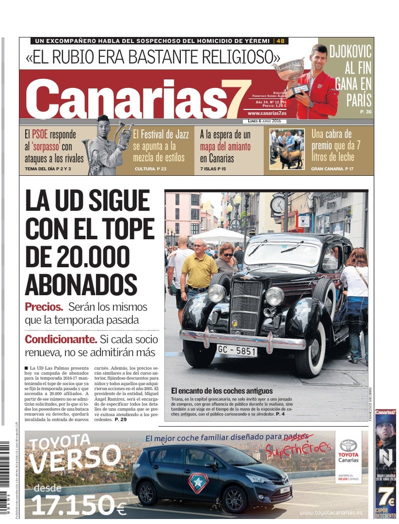 Portada Canarias7 06-06-2016