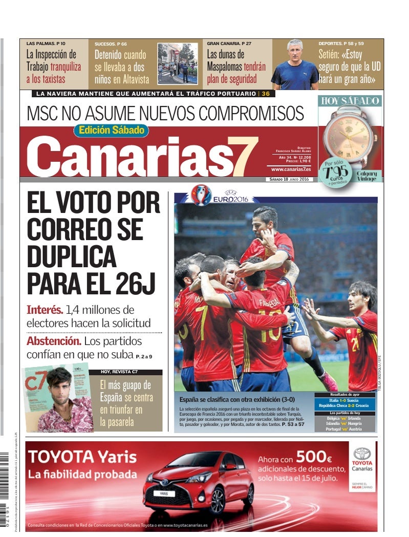 Portada Canarias7 18-06-2016