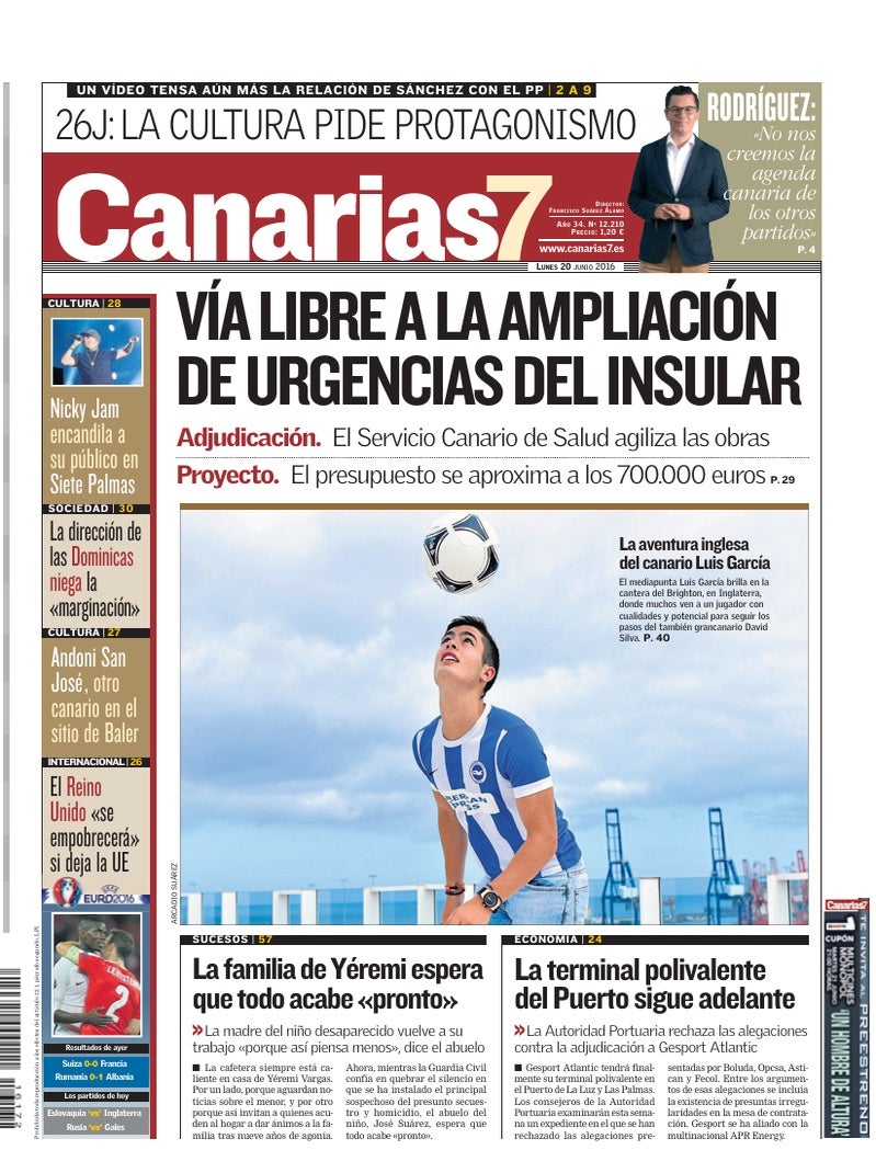 Portada Canarias7 20-06-2016