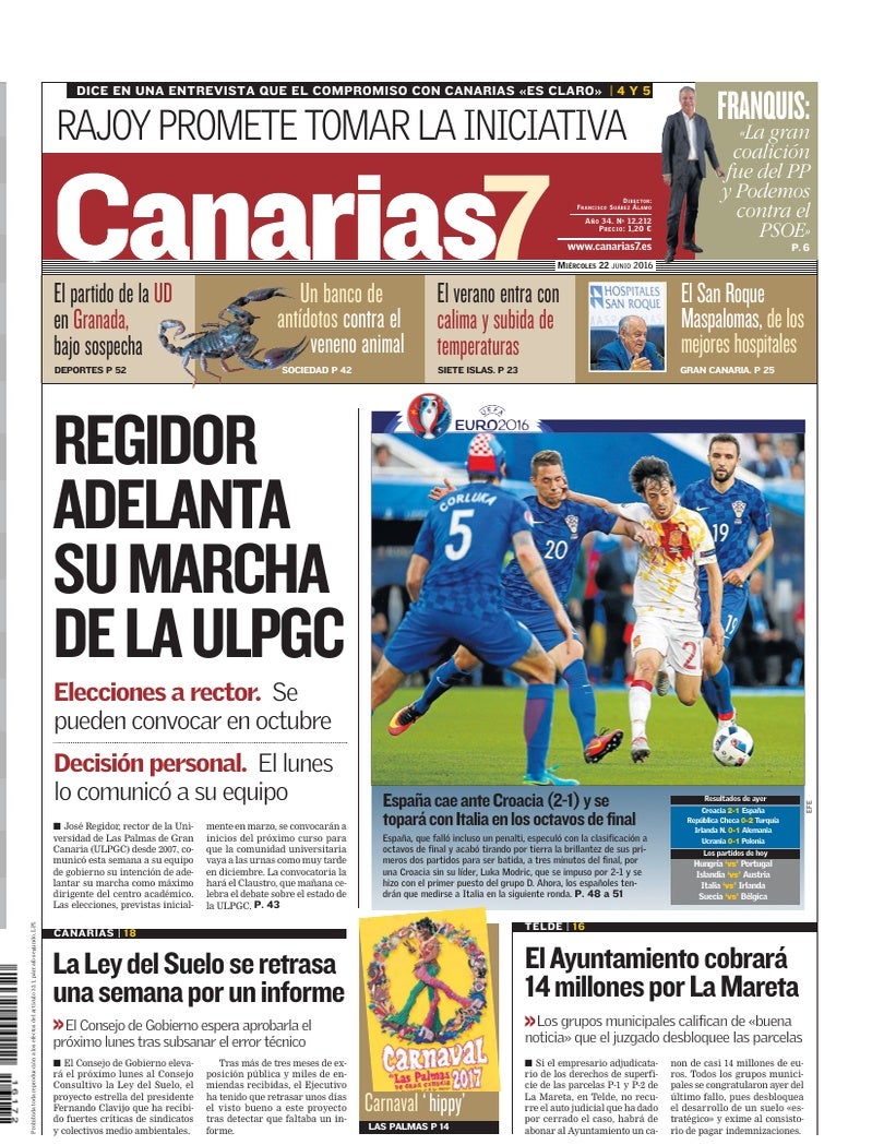 Portada Canarias7 22-06-2016