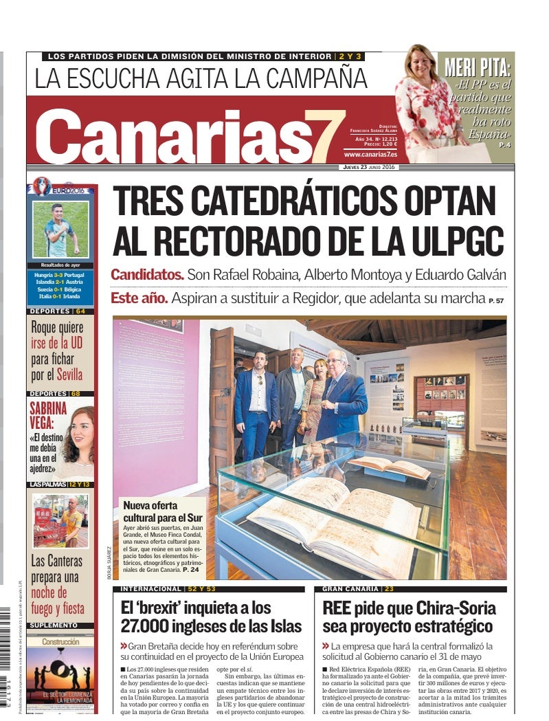 Portada Canarias7 23-06-2016