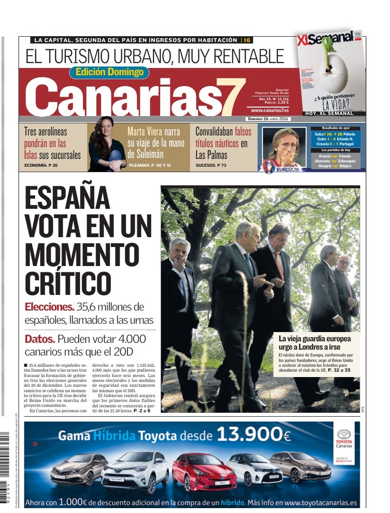 Portada Canarias7 26-06-2016