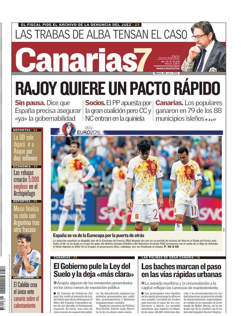 Portada Canarias7 28-06-2016