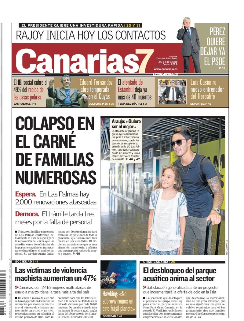 Portada Canarias7 30-06-2016