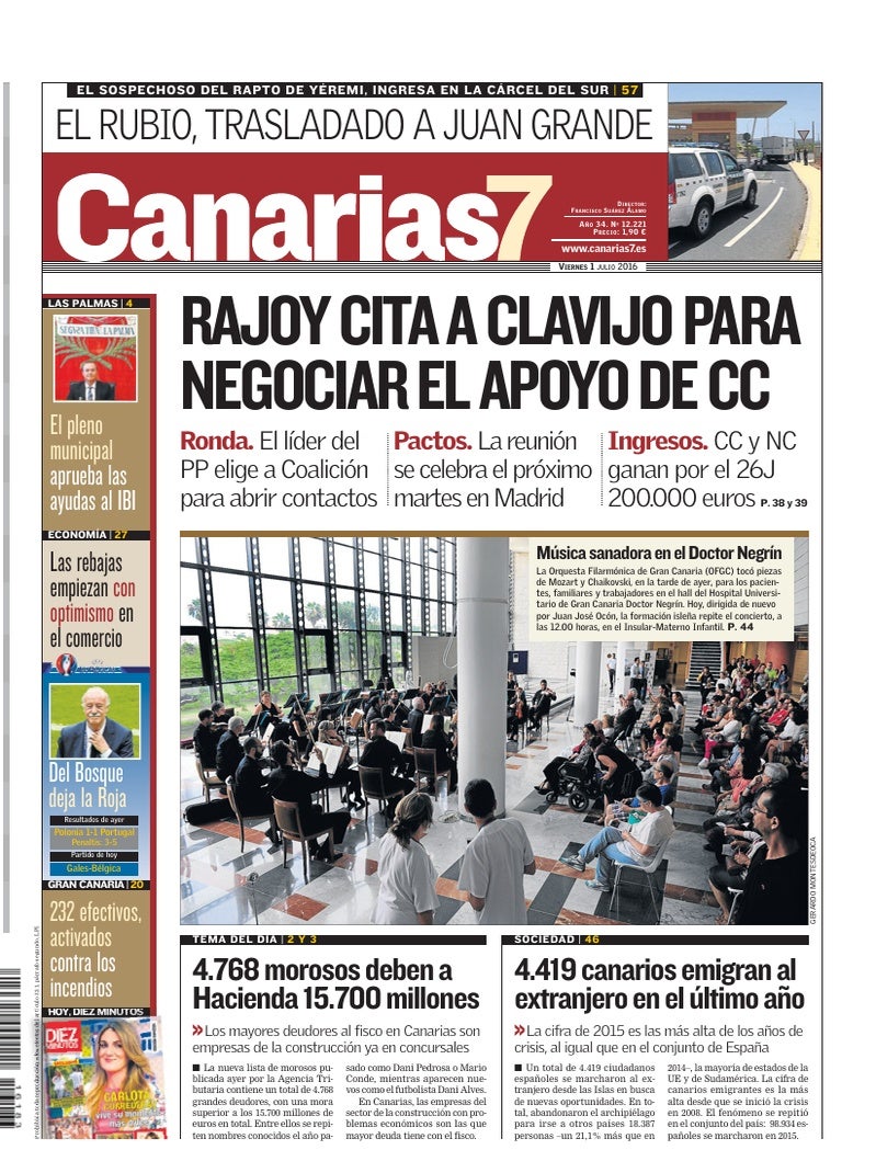 Portada Canarias7 01-07-2016