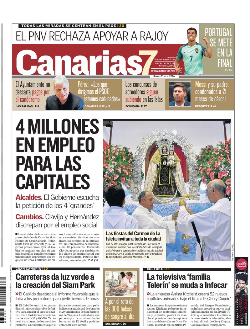Portada Canarias7 07-07-2016