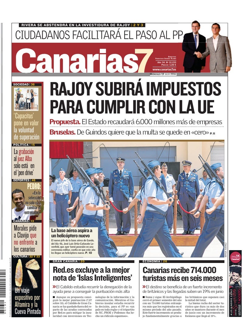 Portada Canarias7 13-07-2016