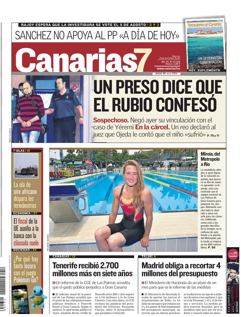 Portada Canarias7 14-07-2016