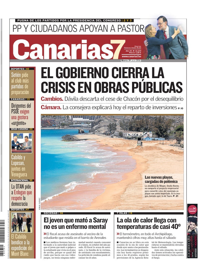 Portada Canarias7 19-07-2016