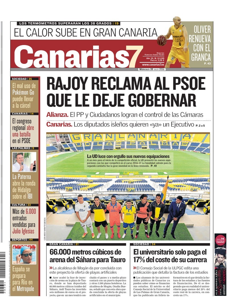 Portada Canarias7 20-07-2016
