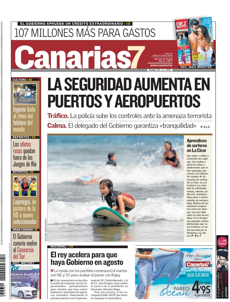 Portada Canarias7 22-07-2016