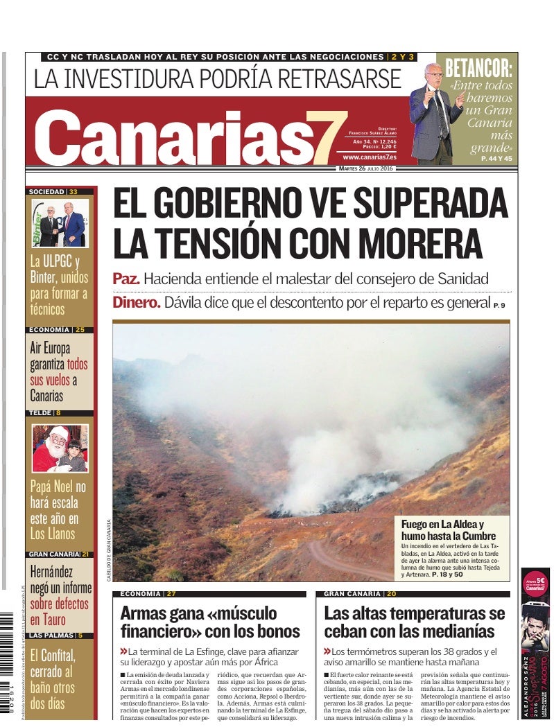 Portada Canarias7 26-07-2016