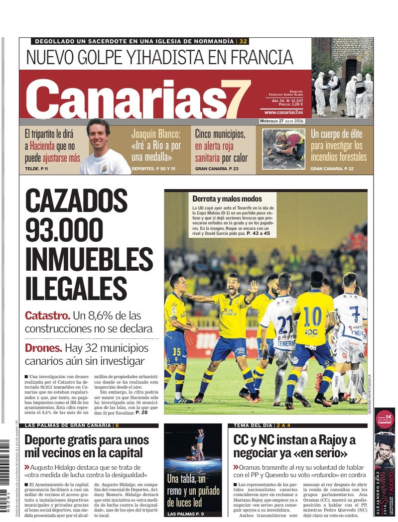 Portada Canarias7 27-07-2016