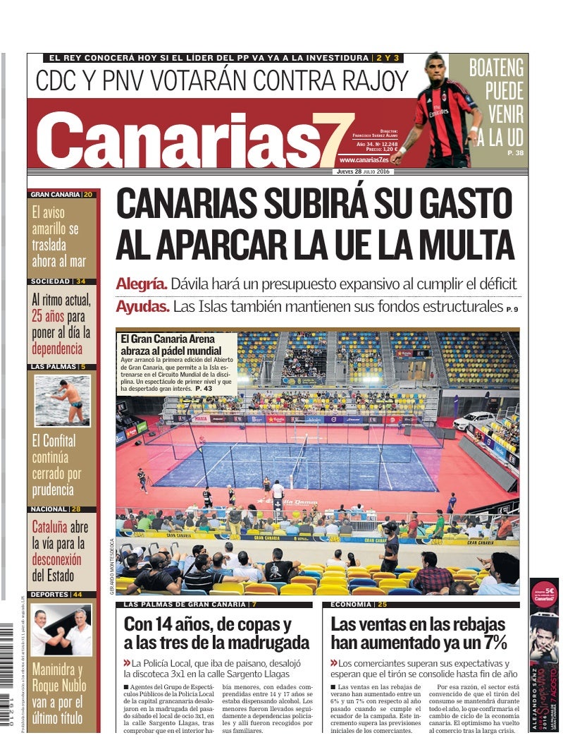 Portada Canarias7 28-07-2016