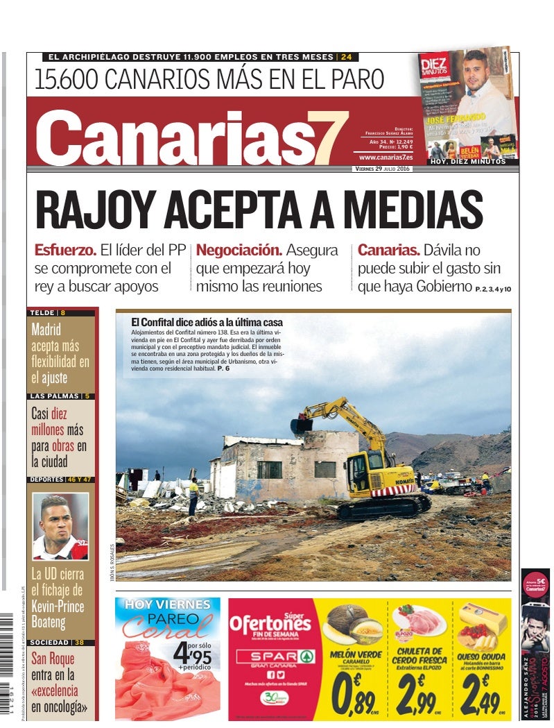 Portada Canarias7 29-07-2016