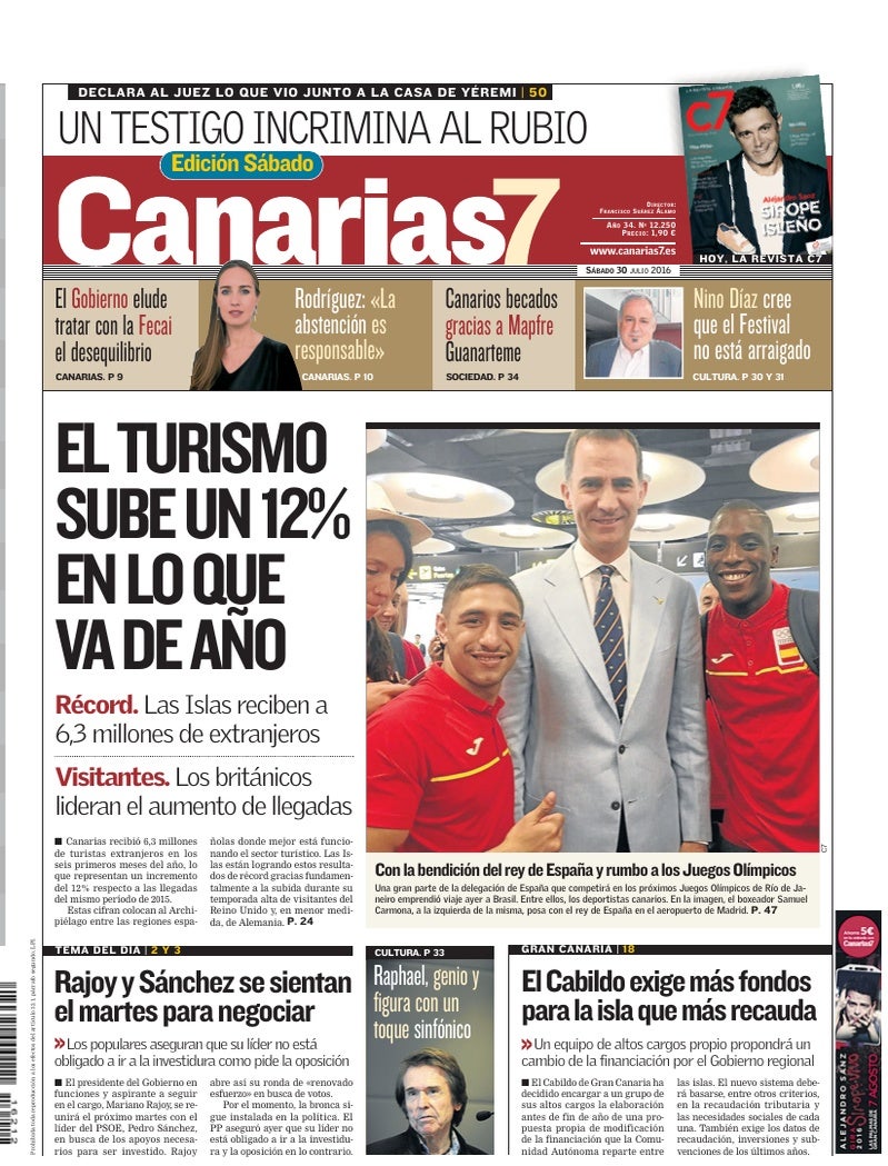 Portada Canarias7 30-07-2016