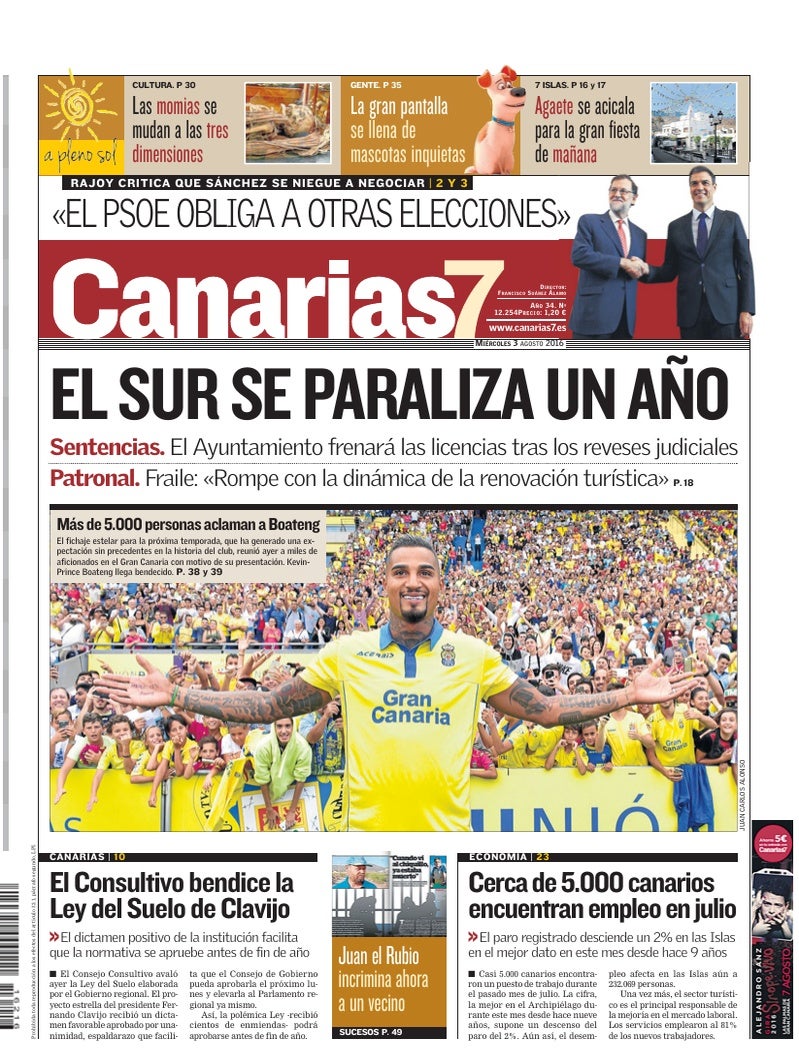 Portada Canarias7 03-08-2016