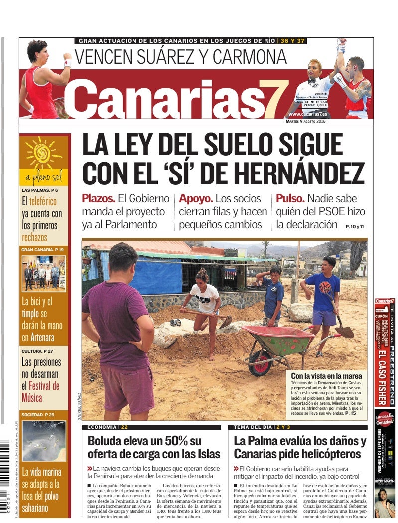 Portada Canarias7 09-08-2016