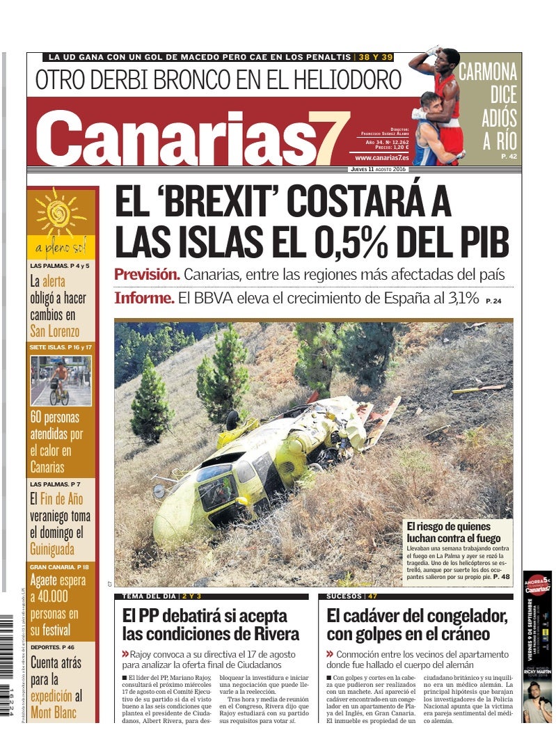 Portada Canarias7 11-08-2016