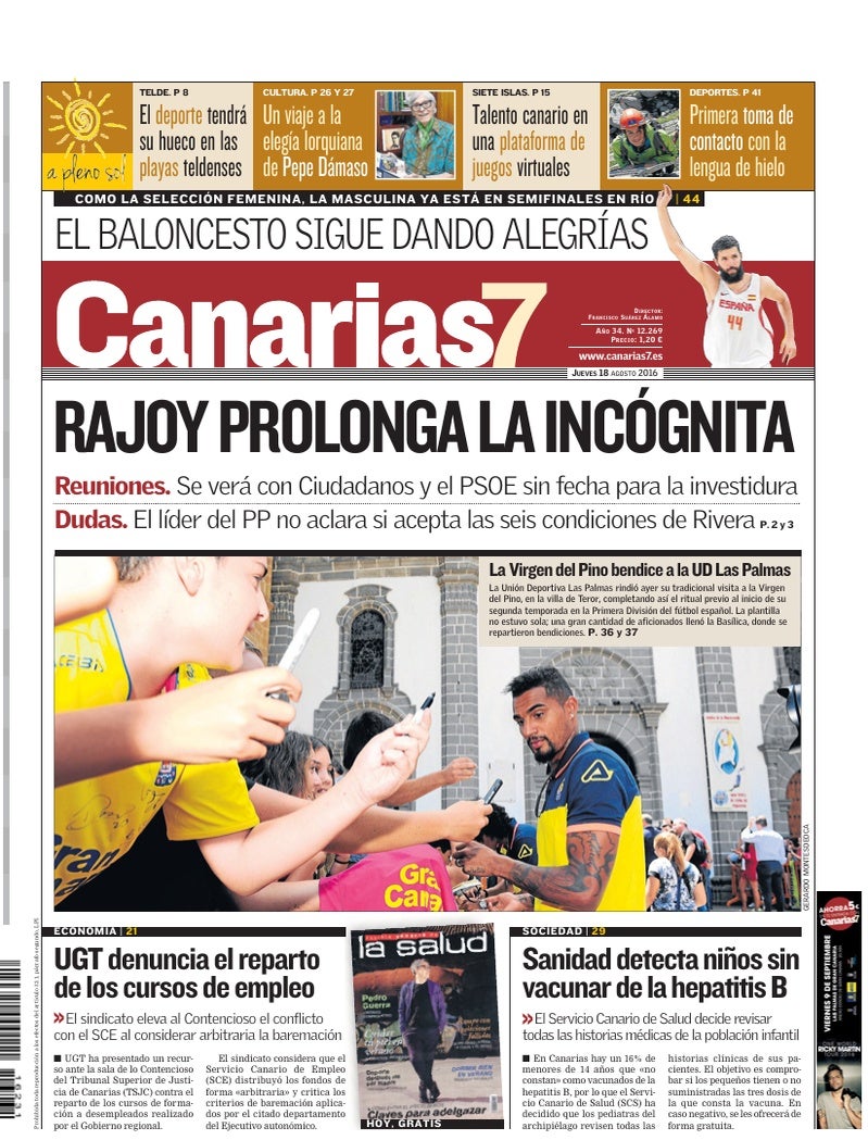 Portada Canarias7 18-08-2016
