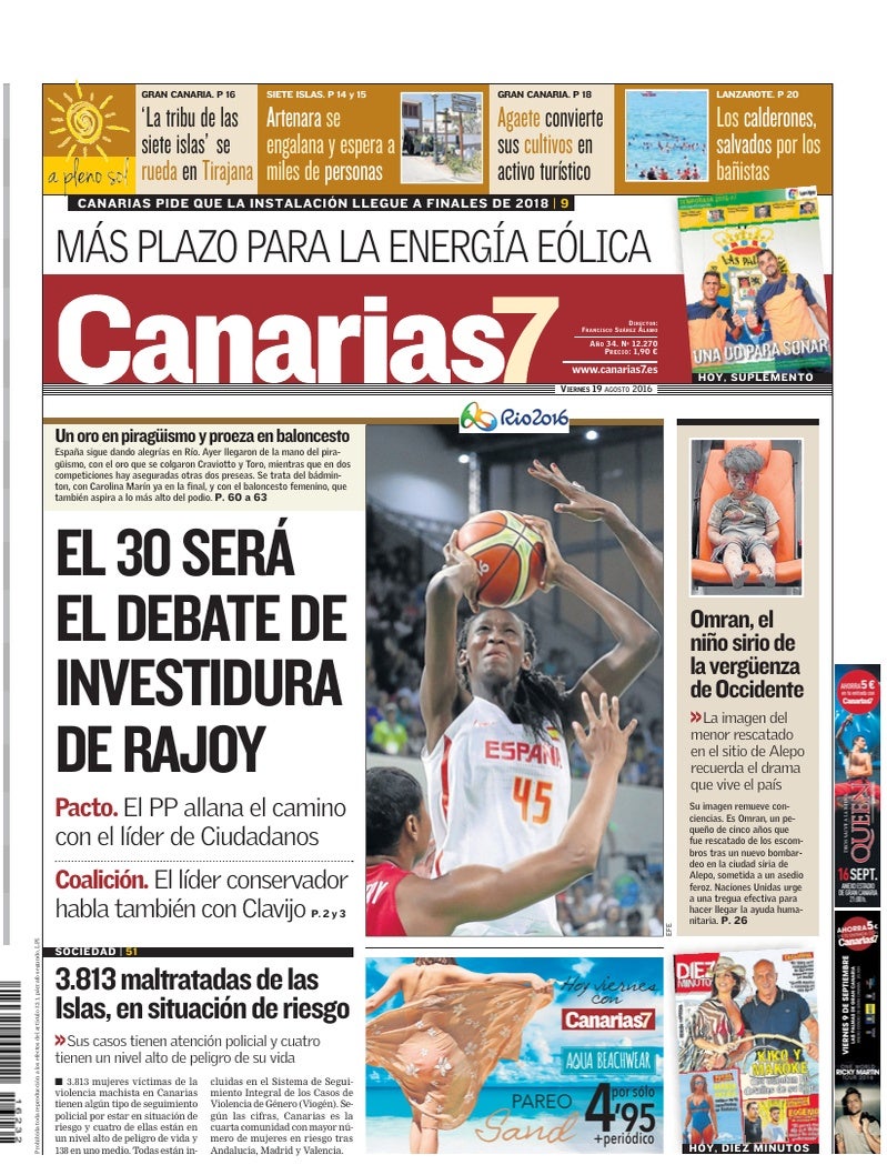 Portada Canarias7 19-08-2016