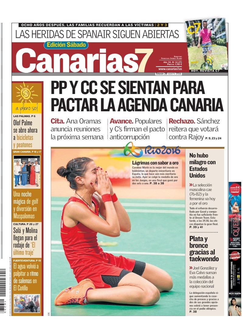 Portada Canarias7 20-08-2016
