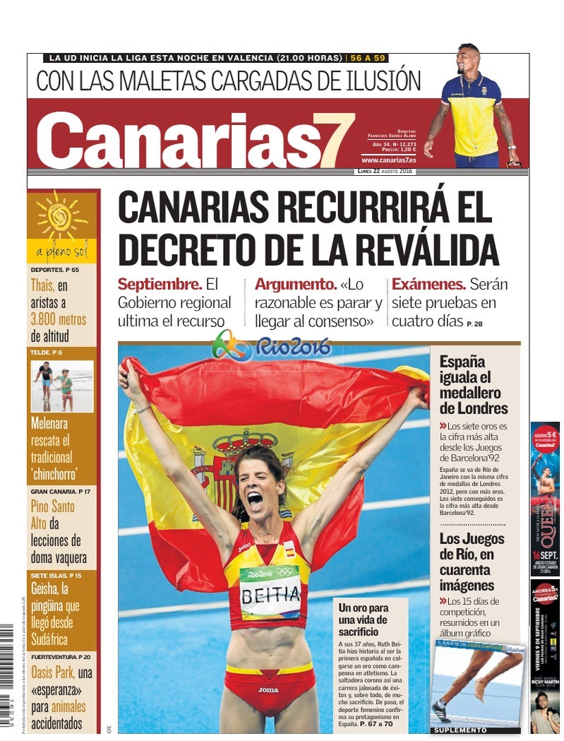 Portada Canarias7 22-08-2016