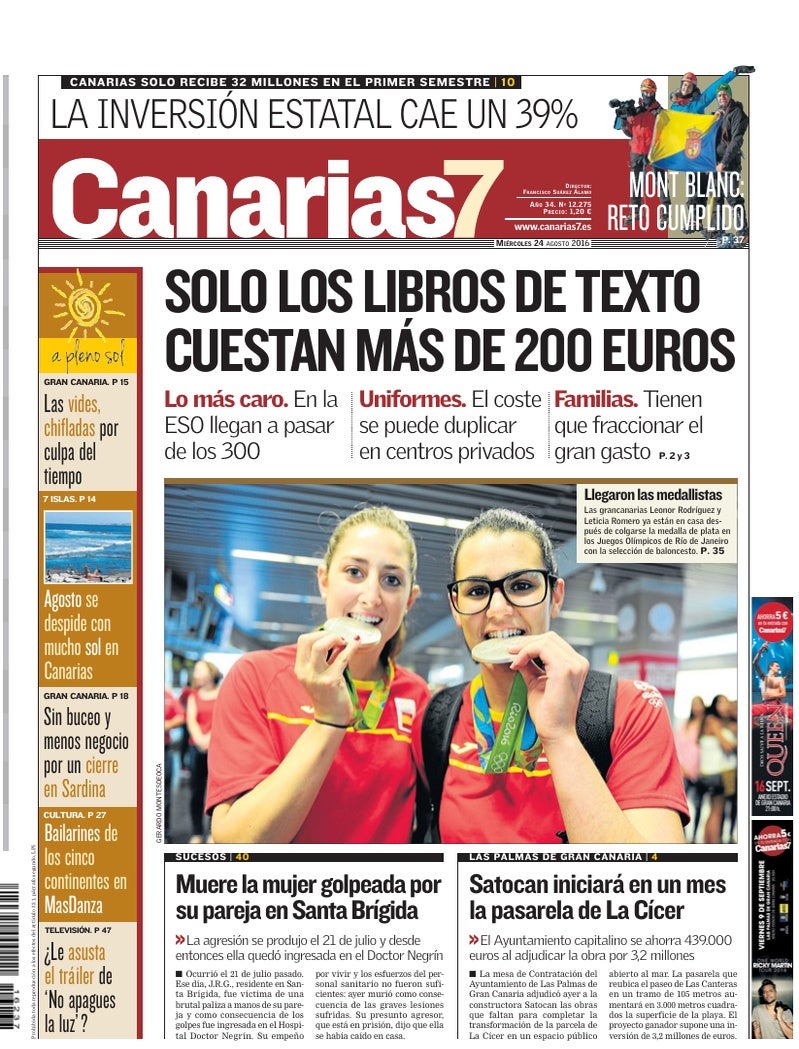Portada Canarias7 24-08-2016