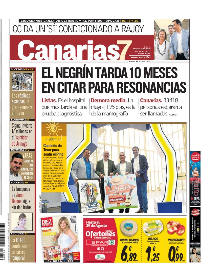Portada Canarias7 26-08-2016