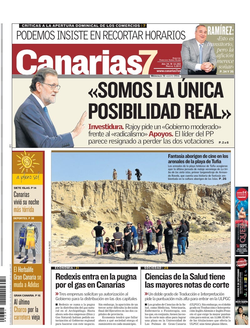 Portada Canarias7 31-08-2016