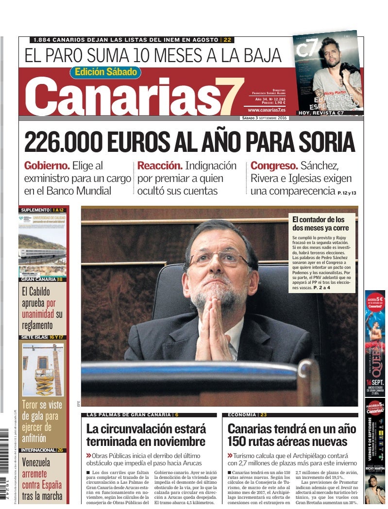 Portada Canarias7 03-09-2016