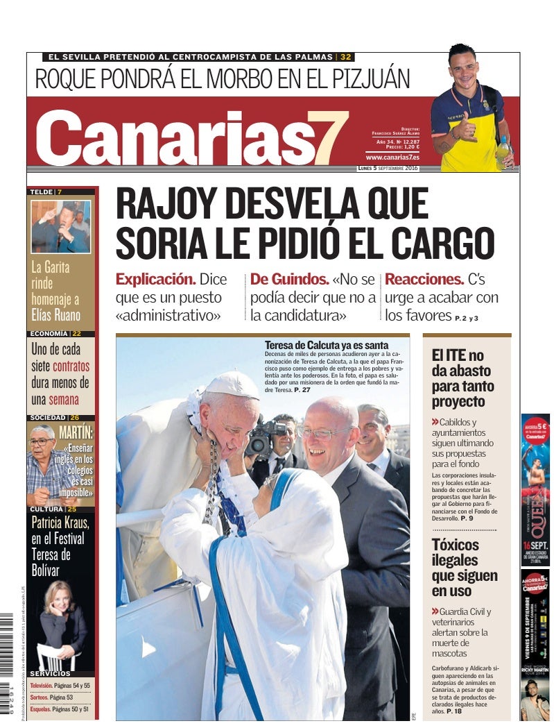 Portada Canarias7 05-09-2016