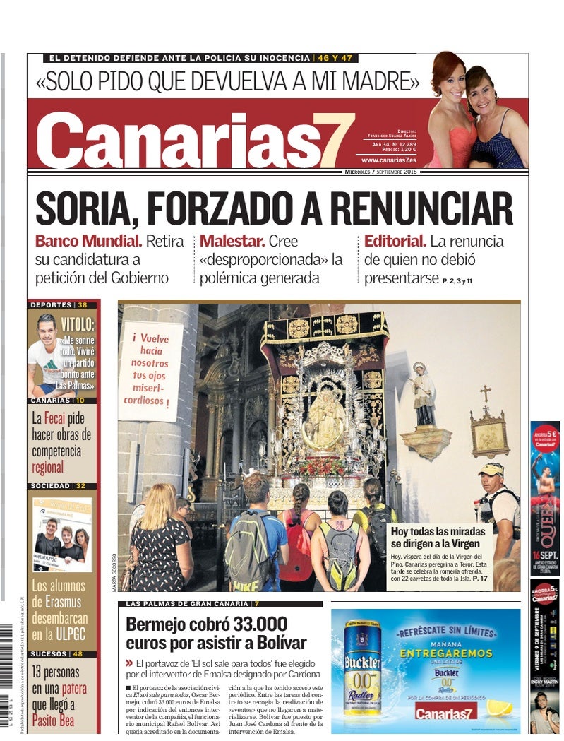 Portada Canarias7 07-09-2016