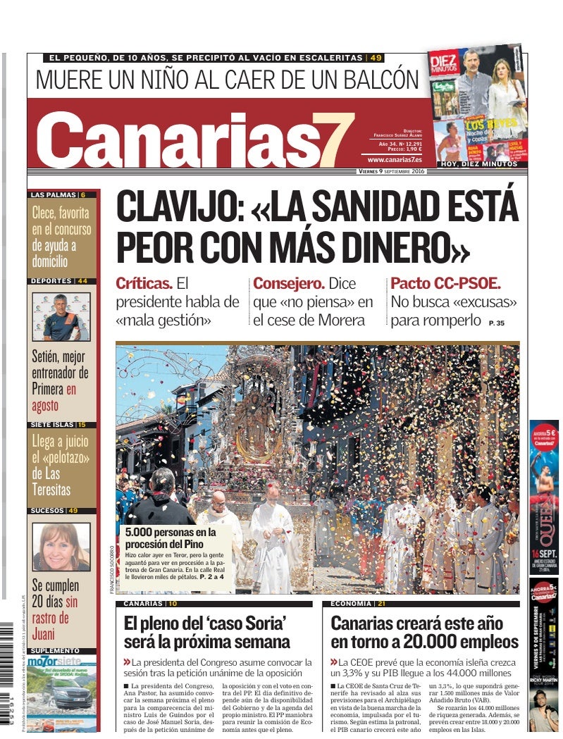 Portada Canarias7 09-09-2016