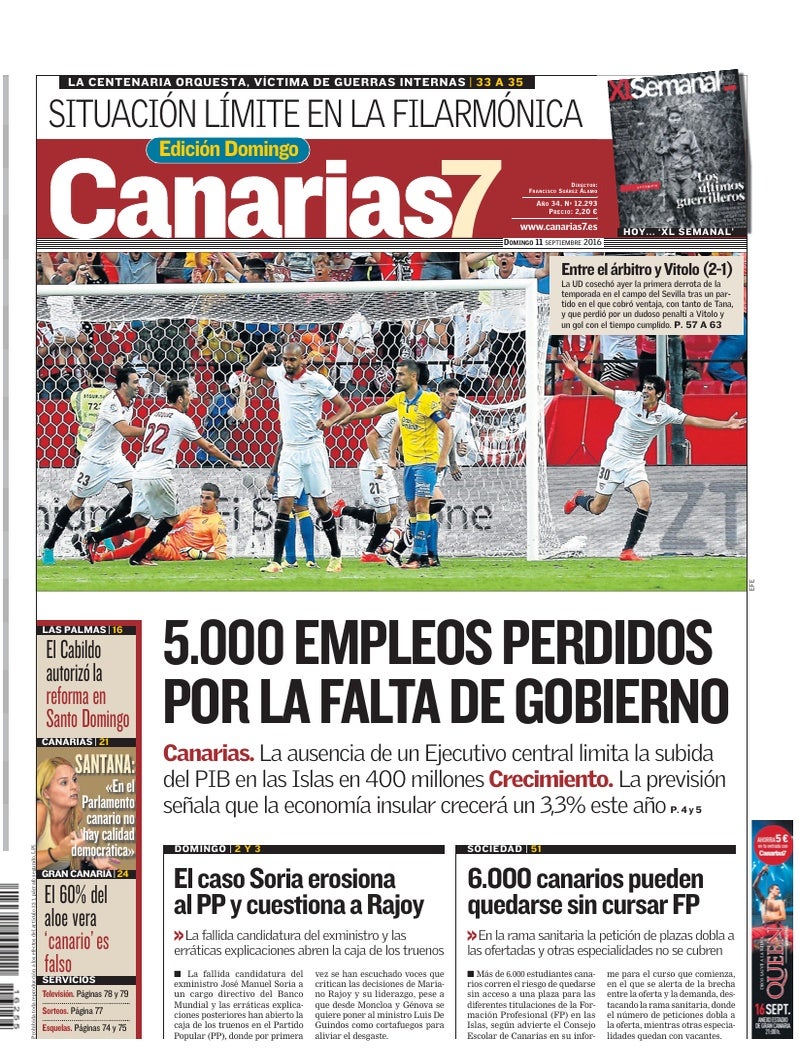 Portada Canarias7 11-09-2016
