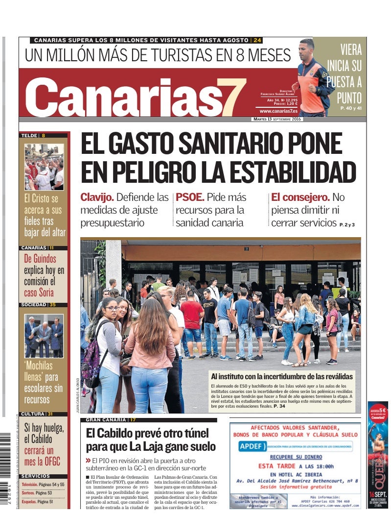 Portada Canarias7 13-09-2016