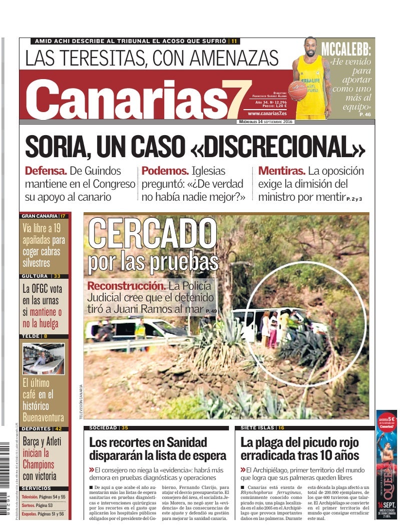 Portada Canarias7 14-09-2016
