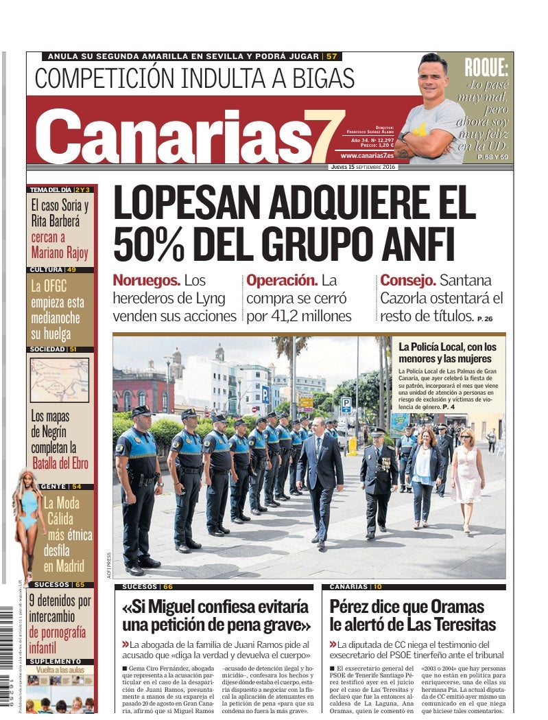 Portada Canarias7 15-09-2016