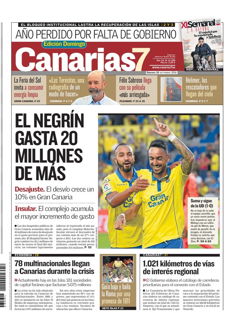 Portada Canarias7 18-09-2016