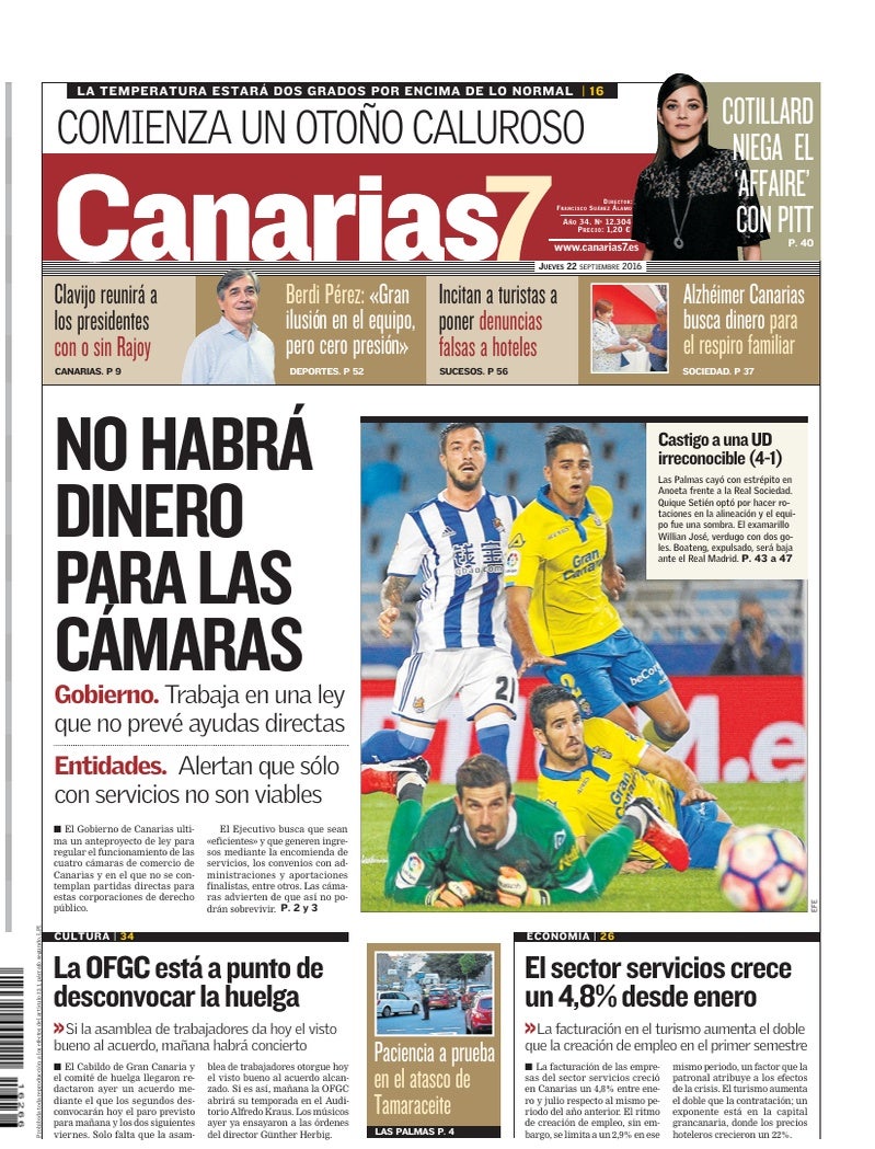 Portada Canarias7 22-09-2016