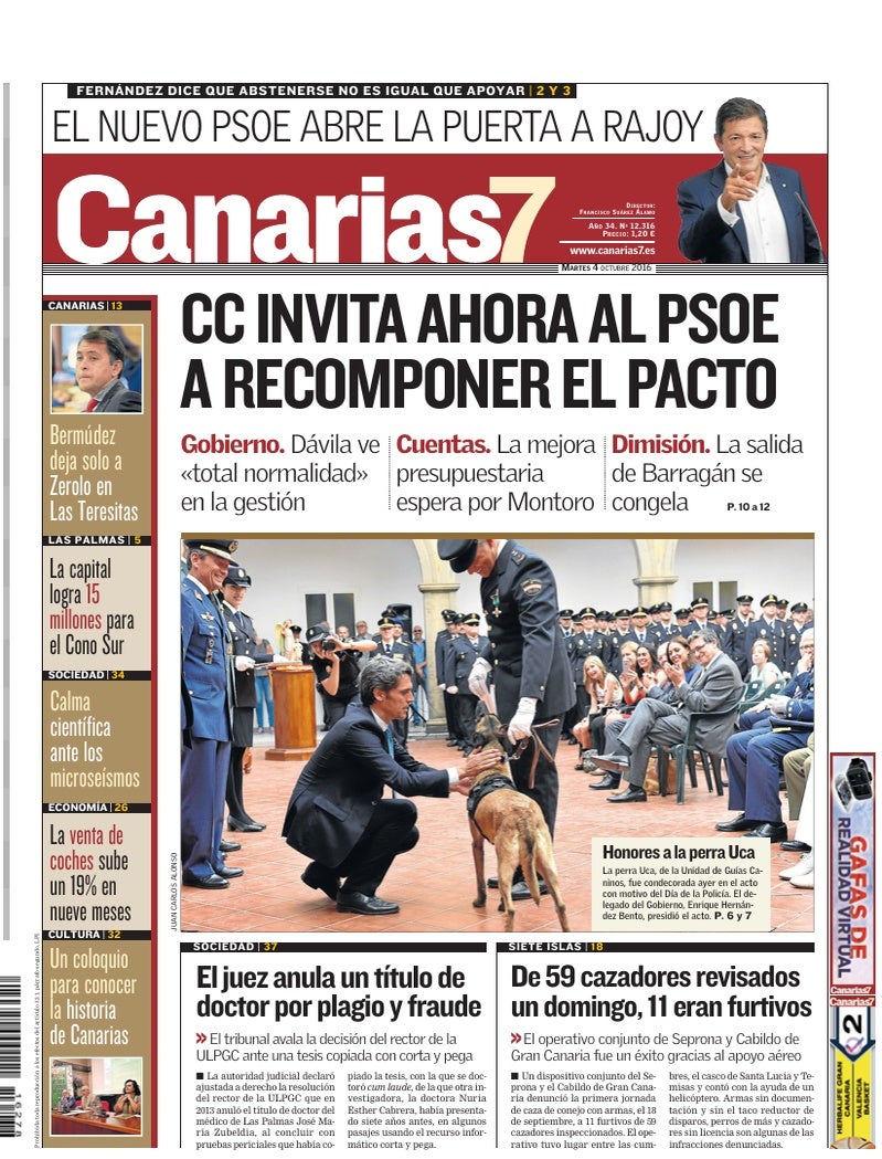 Portada Canarias7 04-10-2016