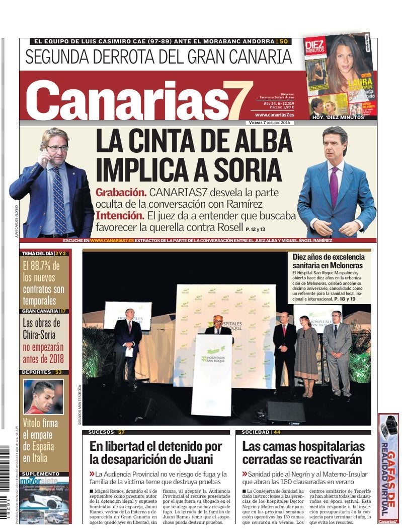 Portada Canarias7 07-10-2016